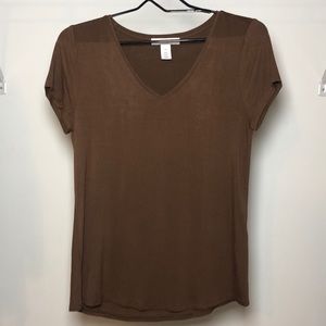 White House Black Market Rich Brown V Neck Tee